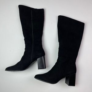 Alfani Step N Flex Black Suede Thigh High Block Heel Boots